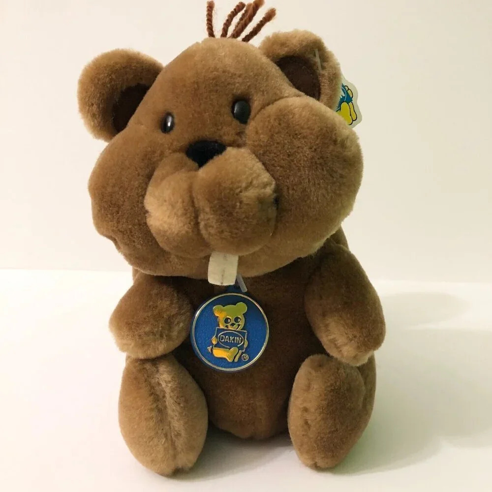 Vintage 1984 R Dakin Brown Beaver Stuffed Animal Plush Toy Sawdust Nature Babies